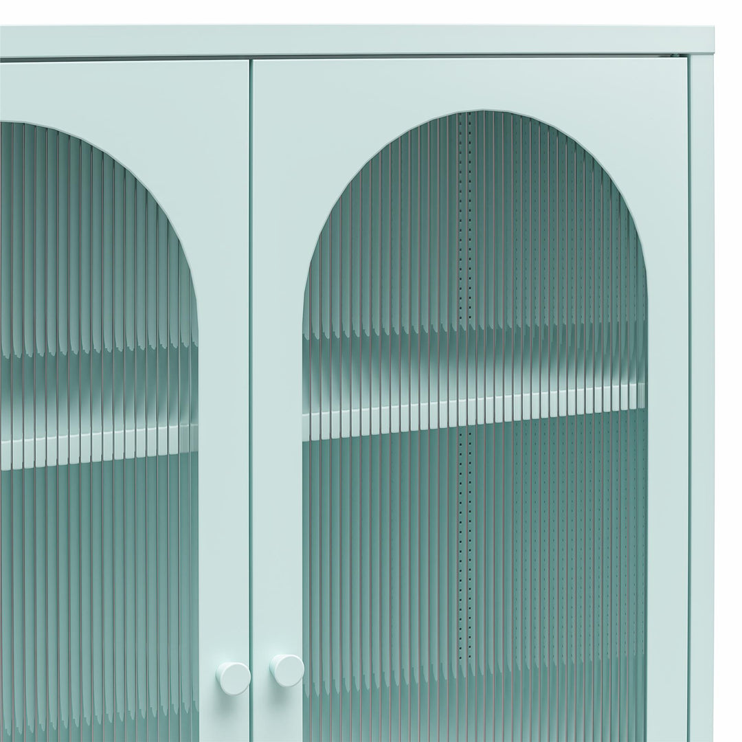 Luna Short 2 Door Accent Cabinet with Fluted Glass - Sky Blue