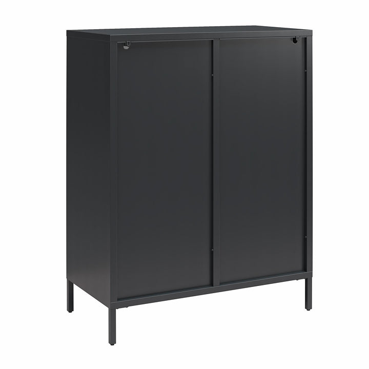 Short Door Accent Cabinet with Fluted Glass for bathroom - Black