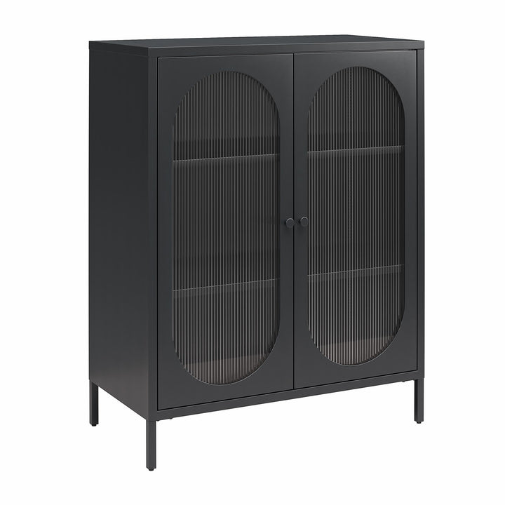 Short 2 door glass accent storage cabinet - Black