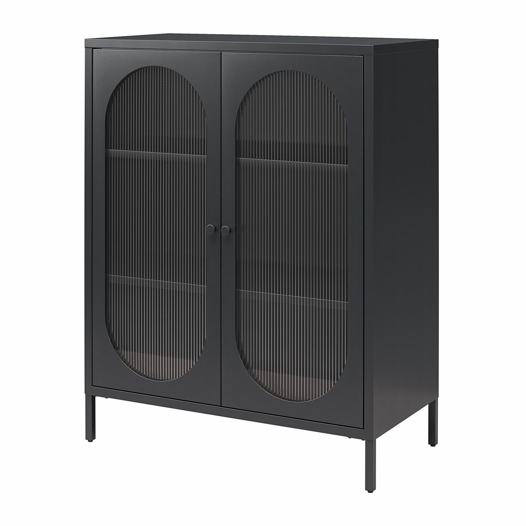 Short cabinet with fluted glass door - Black