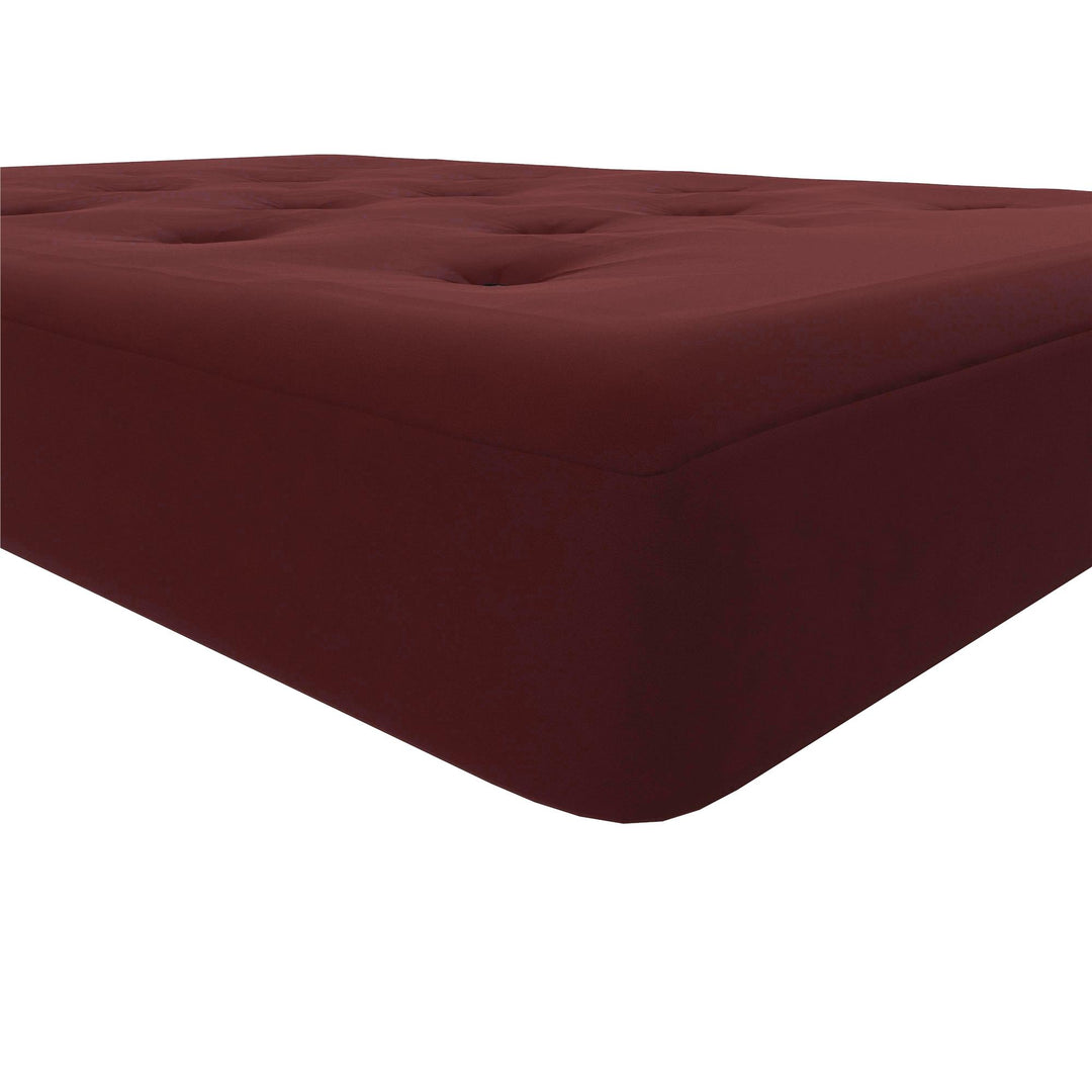 Cozey 8 Inch Spring Coil Futon Mattress with Microfiber - Burgundy - Full