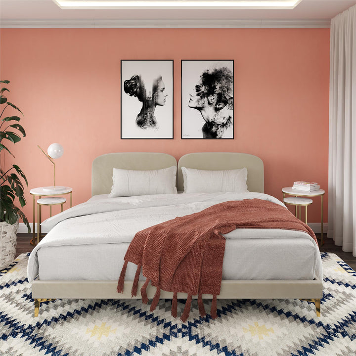 Coco Upholstered Bed - Ivory - King