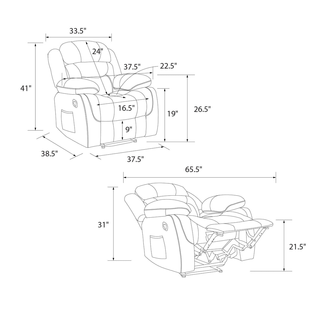 Miller Recliner with Hidden Cupholders - Gray