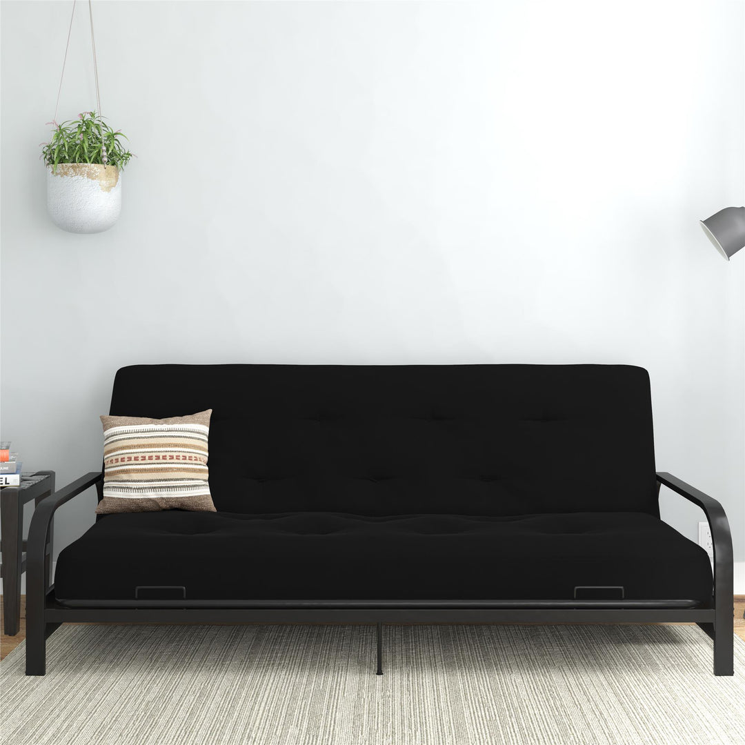 8-inch spring coil futon mattress - Black - Full