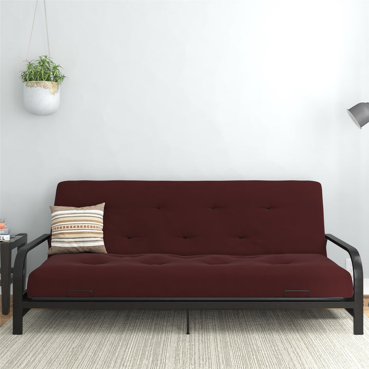 8-inch spring coil futon mattress - Burgundy - Full