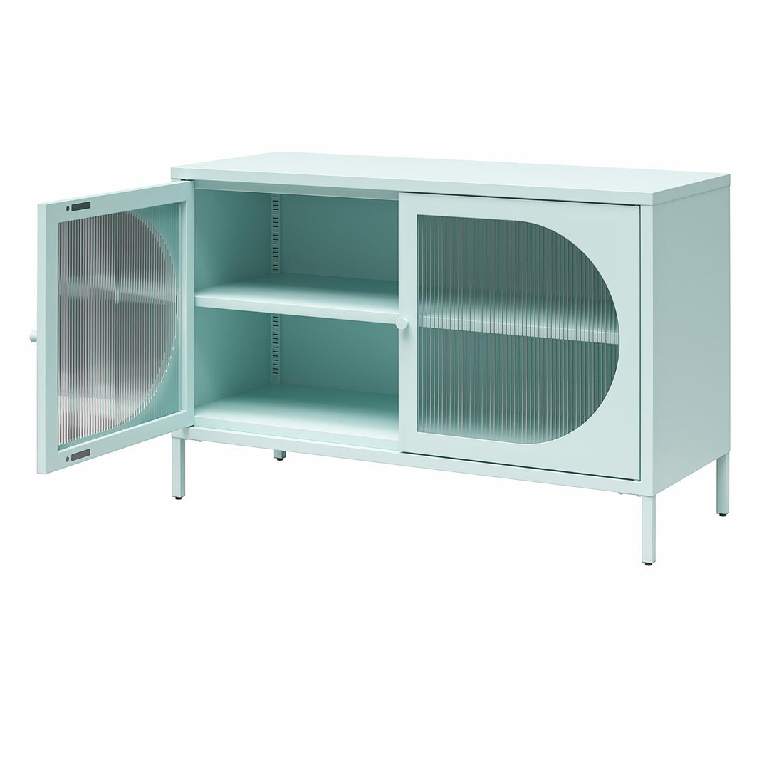 Luna Wide 2 Door Accent Cabinet with Fluted Glass - Sky Blue