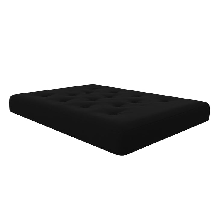 Cozey 8-Inch Pocket Spring Coil Full Sized Futon Mattress with Polyester Linen - Black - Full