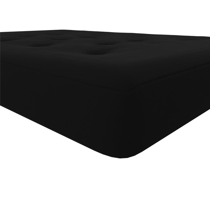 Cozey 8-Inch Pocket Spring Coil Full Sized Futon Mattress with Polyester Linen - Black - Full