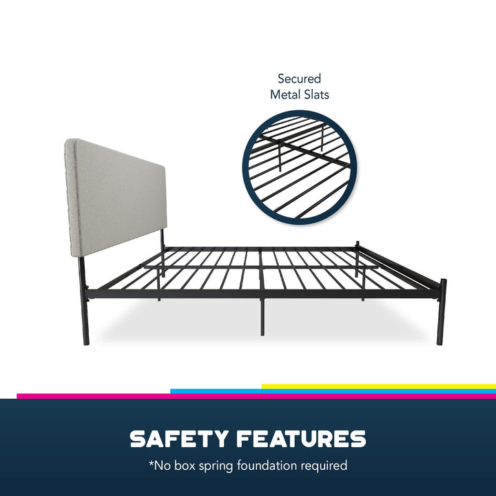 Krew Upholstered Bed with Adjustable Bed Clearance and Headboard - Gray - King