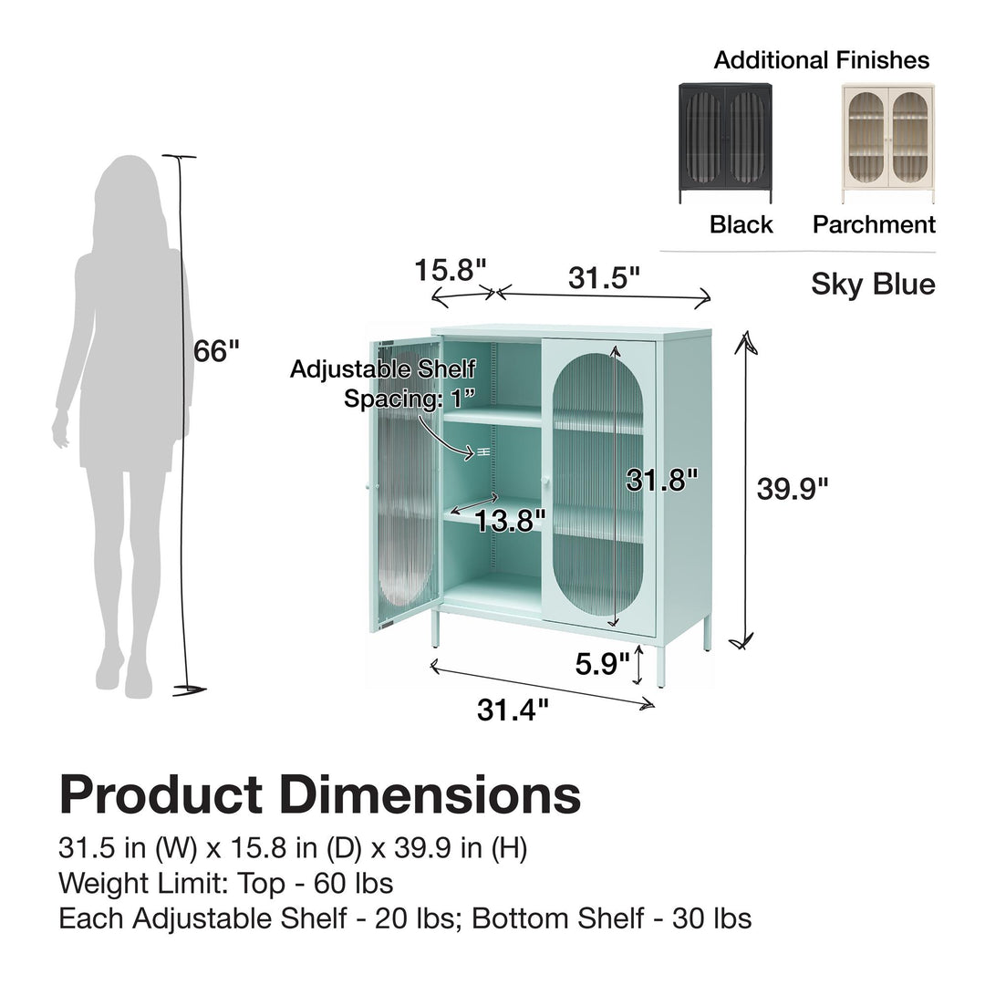 fluted glass door storage cabinet Short - Parchment
