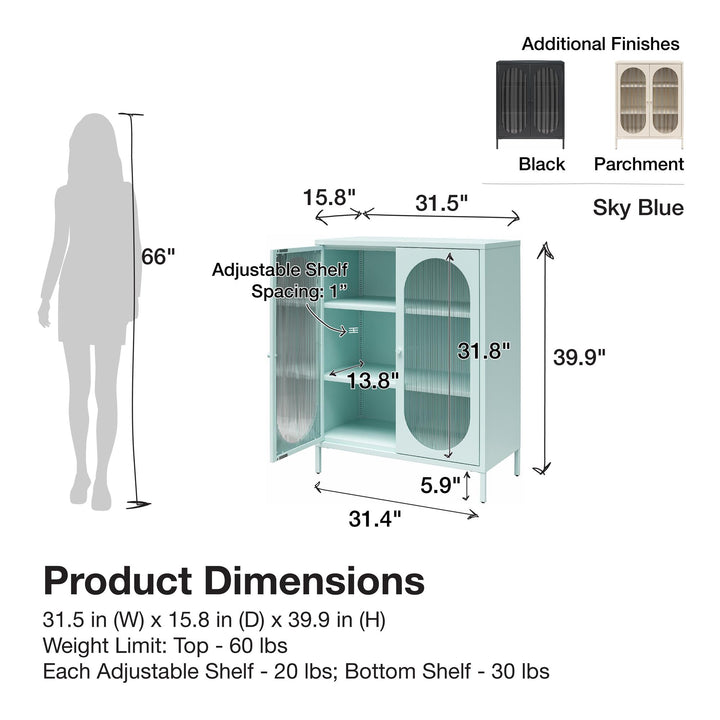 fluted glass door storage cabinet Short - Parchment