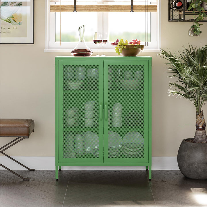 Channing 2 Door Accent Cabinet Mesh Metal Locker - Kelly Green