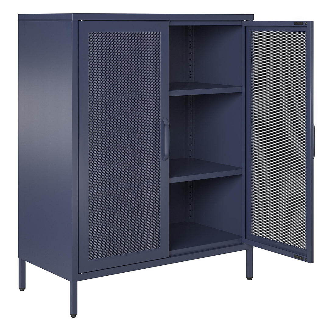 Channing 2 Door Accent Cabinet-Mesh Metal Locker - Navy