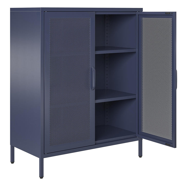 Channing 2 Door Accent Cabinet-Mesh Metal Locker - Navy