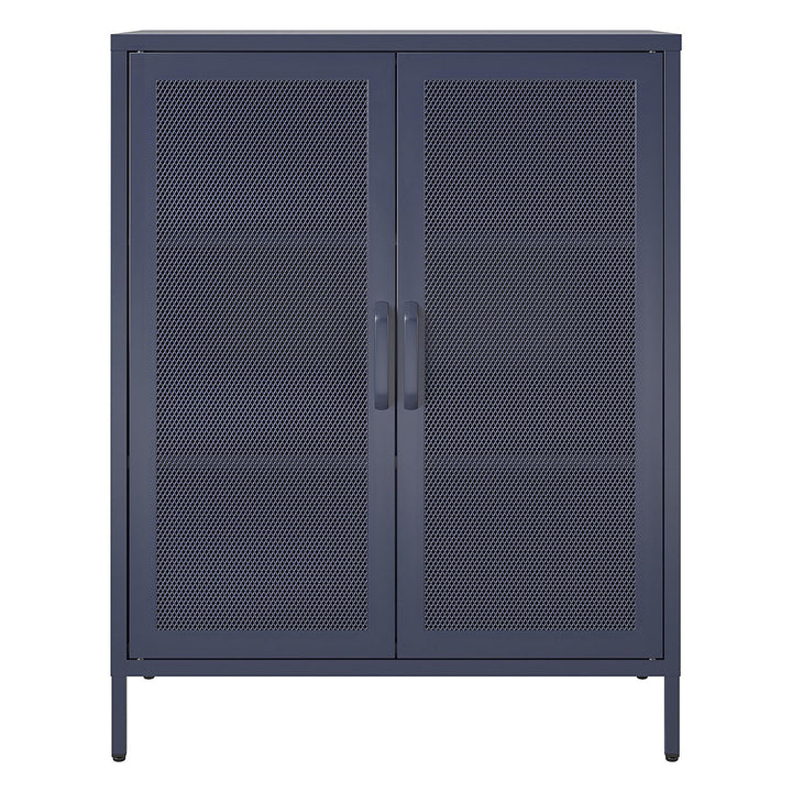 Channing 2 Door Accent Cabinet-Mesh Metal Locker - Navy