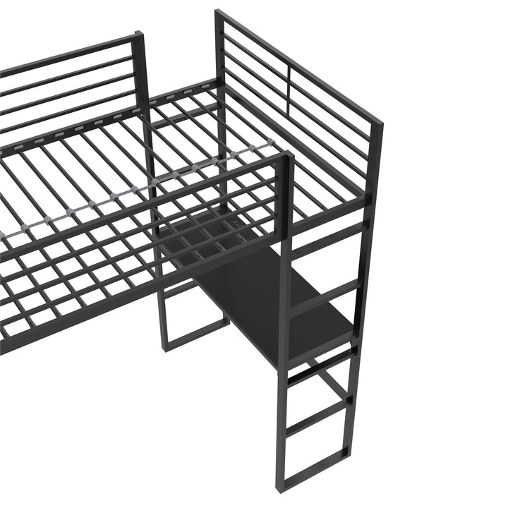 Lanis Twin Loft Bed with Desk and Storage - Black - Twin