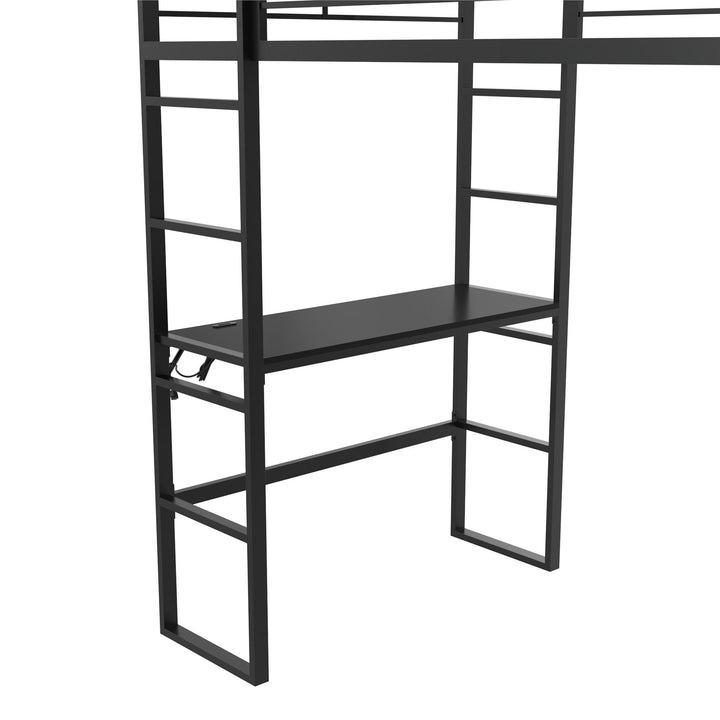 Lanis Twin Loft Bed with Desk and Storage - Black - Twin
