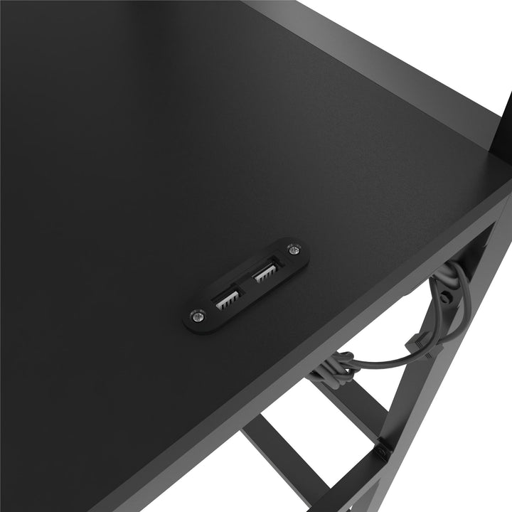 Lanis Twin Loft Bed with Desk and Storage - Black - Twin
