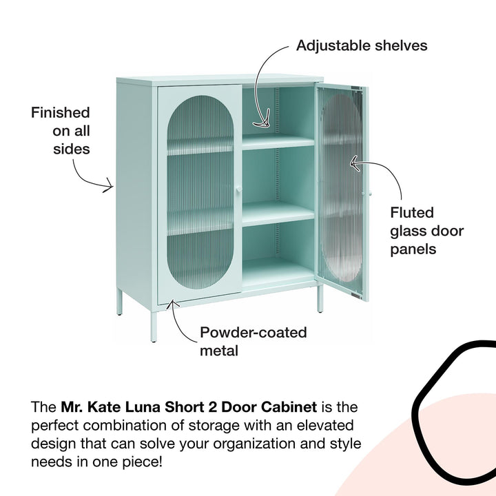 Short 2 Door Accent Cabinet for guest room - Sky Blue
