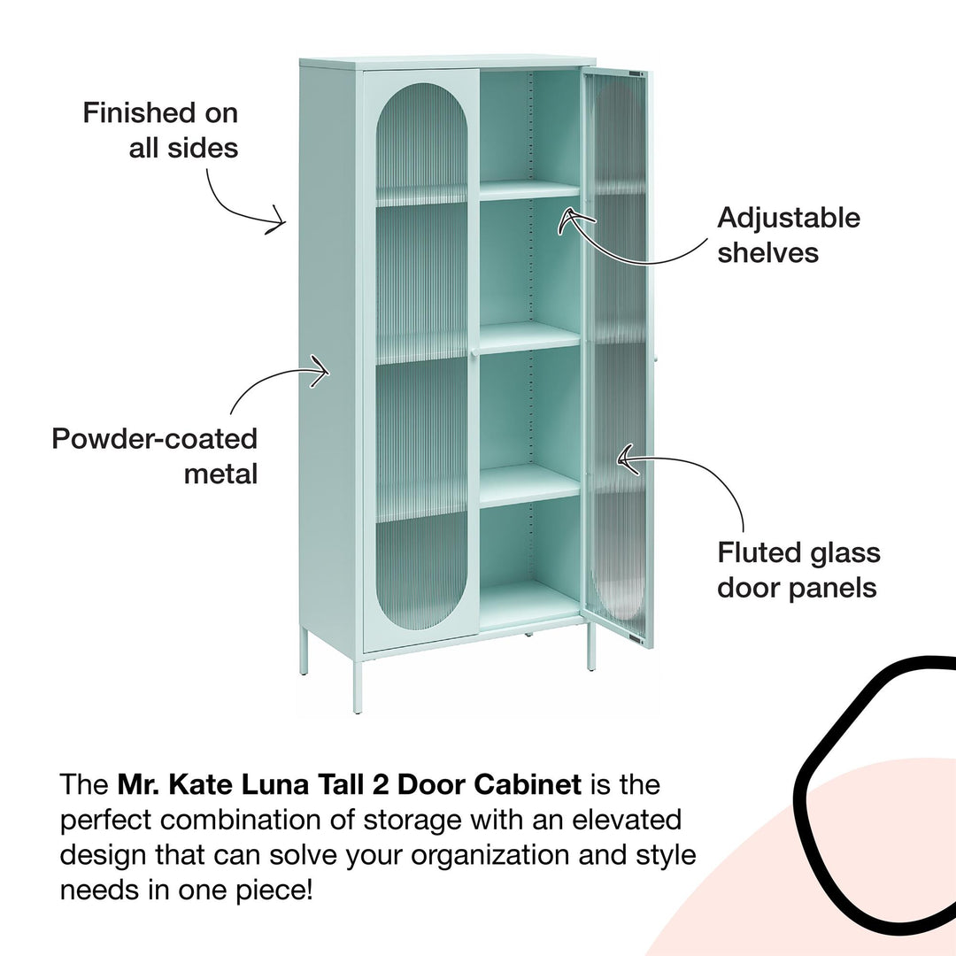 tall storage cabinet with glass doors - Sky Blue
