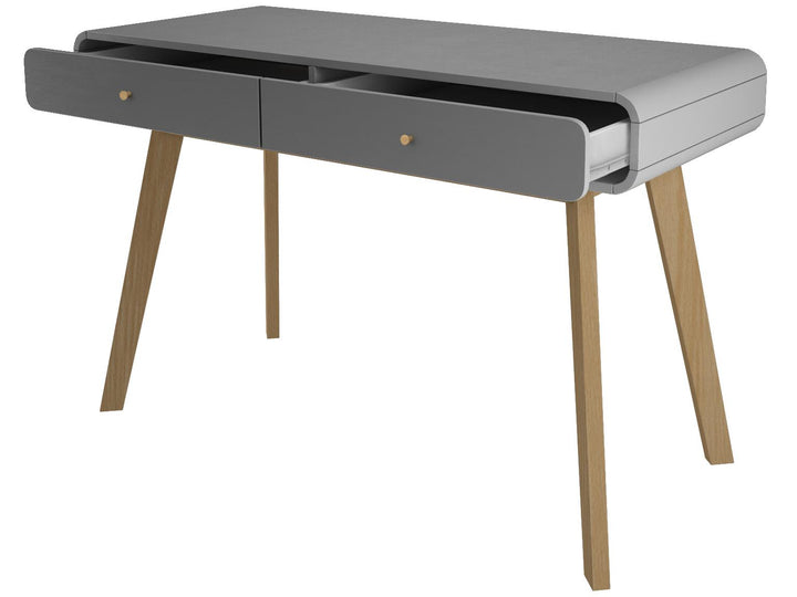 Leva Scandinavian Style Desk with 2 Drawers - Gray