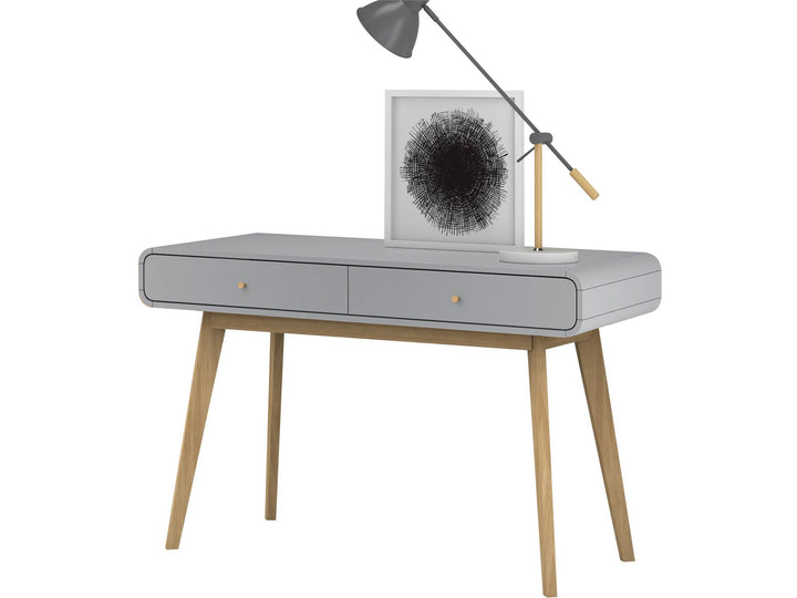 Leva Scandinavian Style Desk with 2 Drawers - Gray