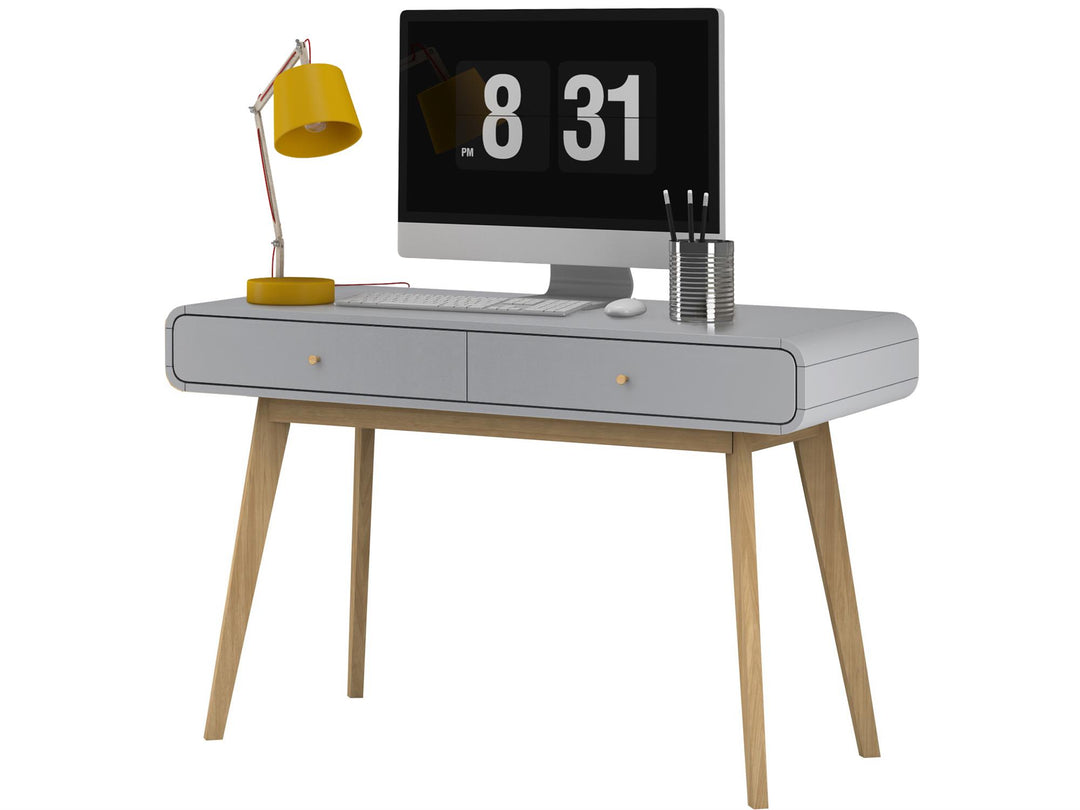 Leva Scandinavian Style Desk with 2 Drawers - Gray