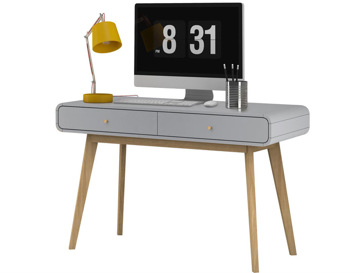 Leva Scandinavian Style Desk with 2 Drawers - Gray