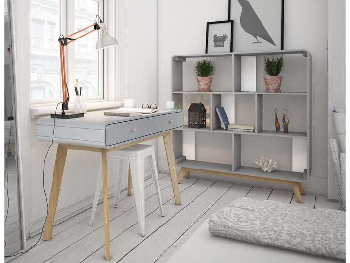 Leva Scandinavian Style Desk with 2 Drawers - Gray