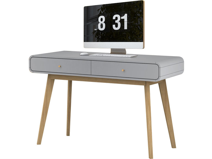 Leva Scandinavian Style Desk with 2 Drawers - Gray