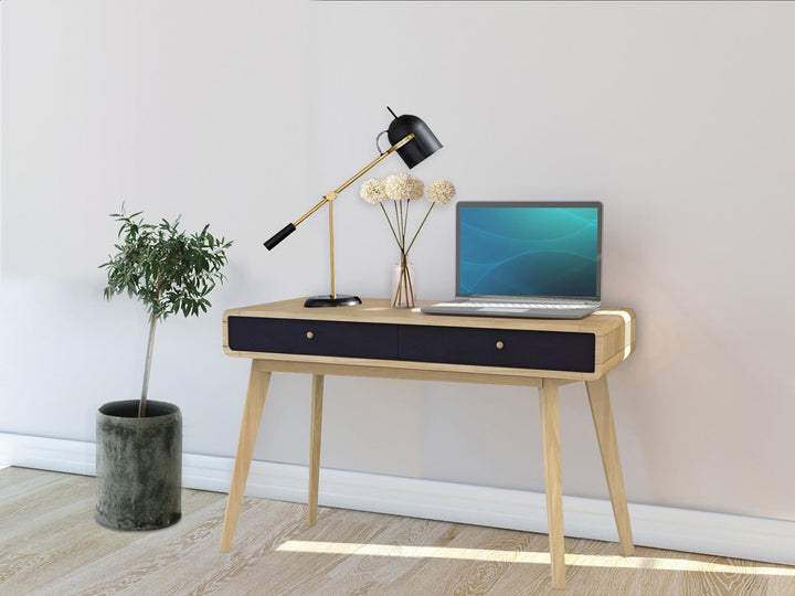 Leva Scandinavian Style Desk with 2 Drawers - Light Oak
