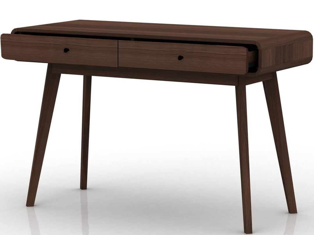 Leva Scandinavian Style Desk with 2 Drawers - Walnut