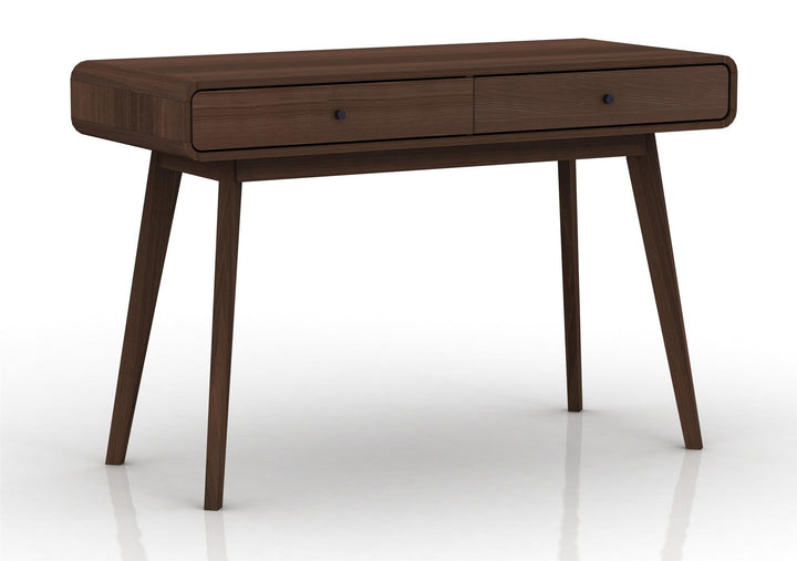 Leva Scandinavian Style Desk with 2 Drawers - Walnut