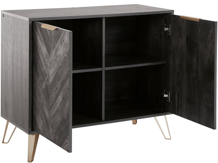 Bo Chevron Sideboard with 2 Closed Doors and Adjustable Shelves - Espresso