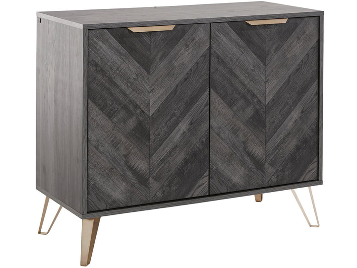 Bo Chevron Sideboard with 2 Closed Doors and Adjustable Shelves - Espresso