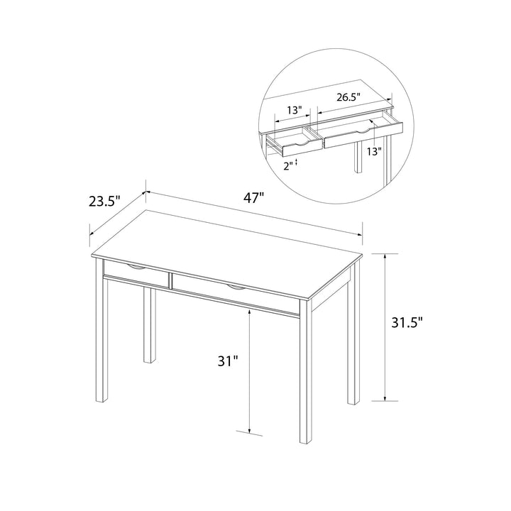 Liv Writing Desk with Two Drawers - Oak