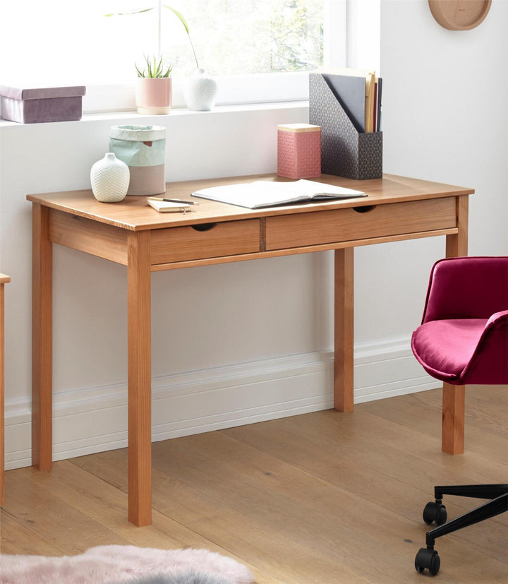 Liv Writing Desk with Two Drawers - Oak