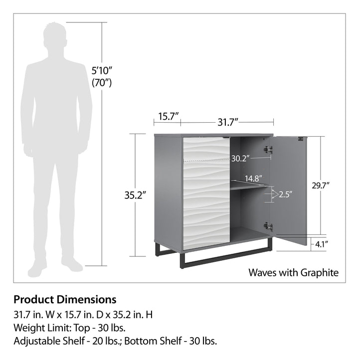 two doors accent cabinet with metal base - Graphite