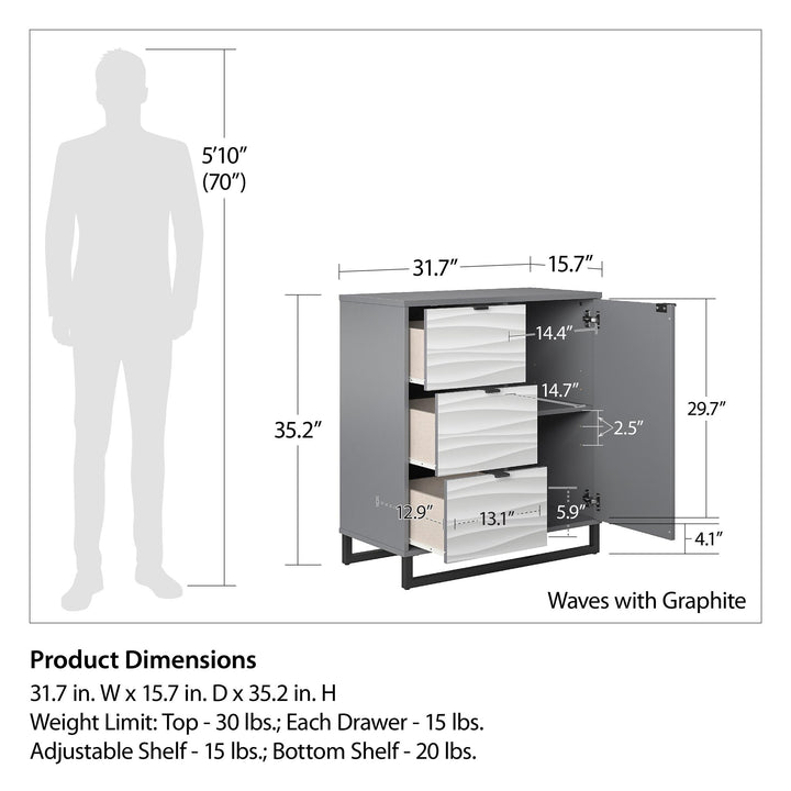 stylish 3 drawer accent storage cabinet - Graphite