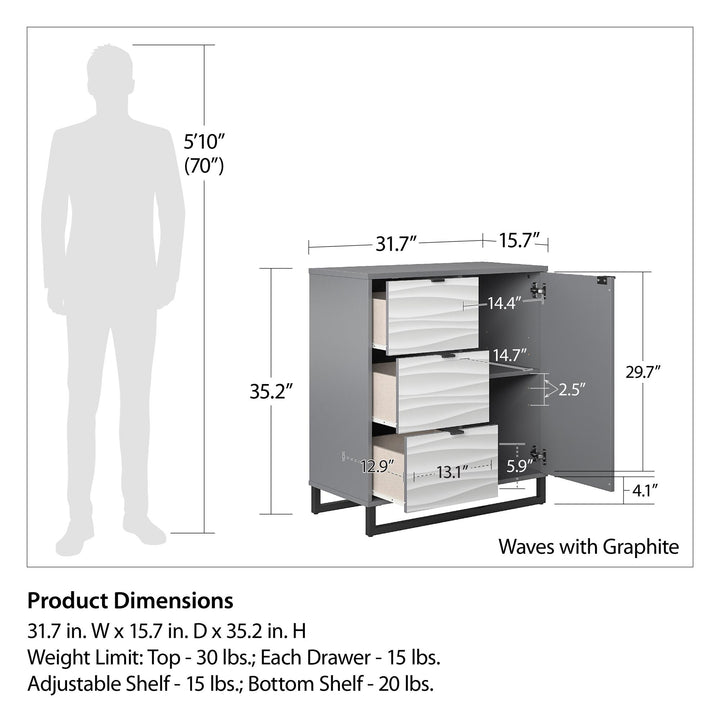 Monterey 1 Door / 3 Drawer Accent Cabinet - Graphite