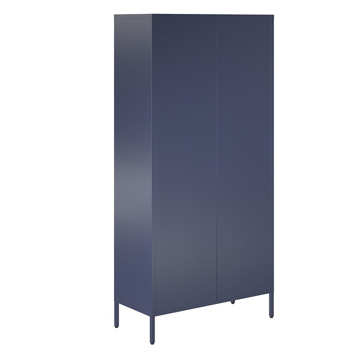 Channing Tall 2 Door Storage Cabinet-Mesh Metal Locker - Navy