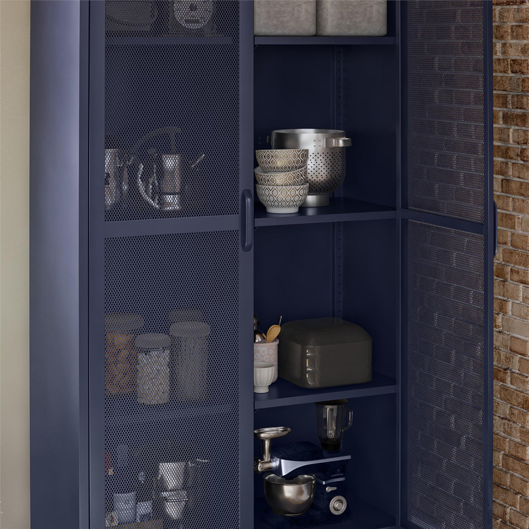 Kitchen with Metal Mesh Cabinet Doors - Transitional - Kitchen - Cantley  and Company