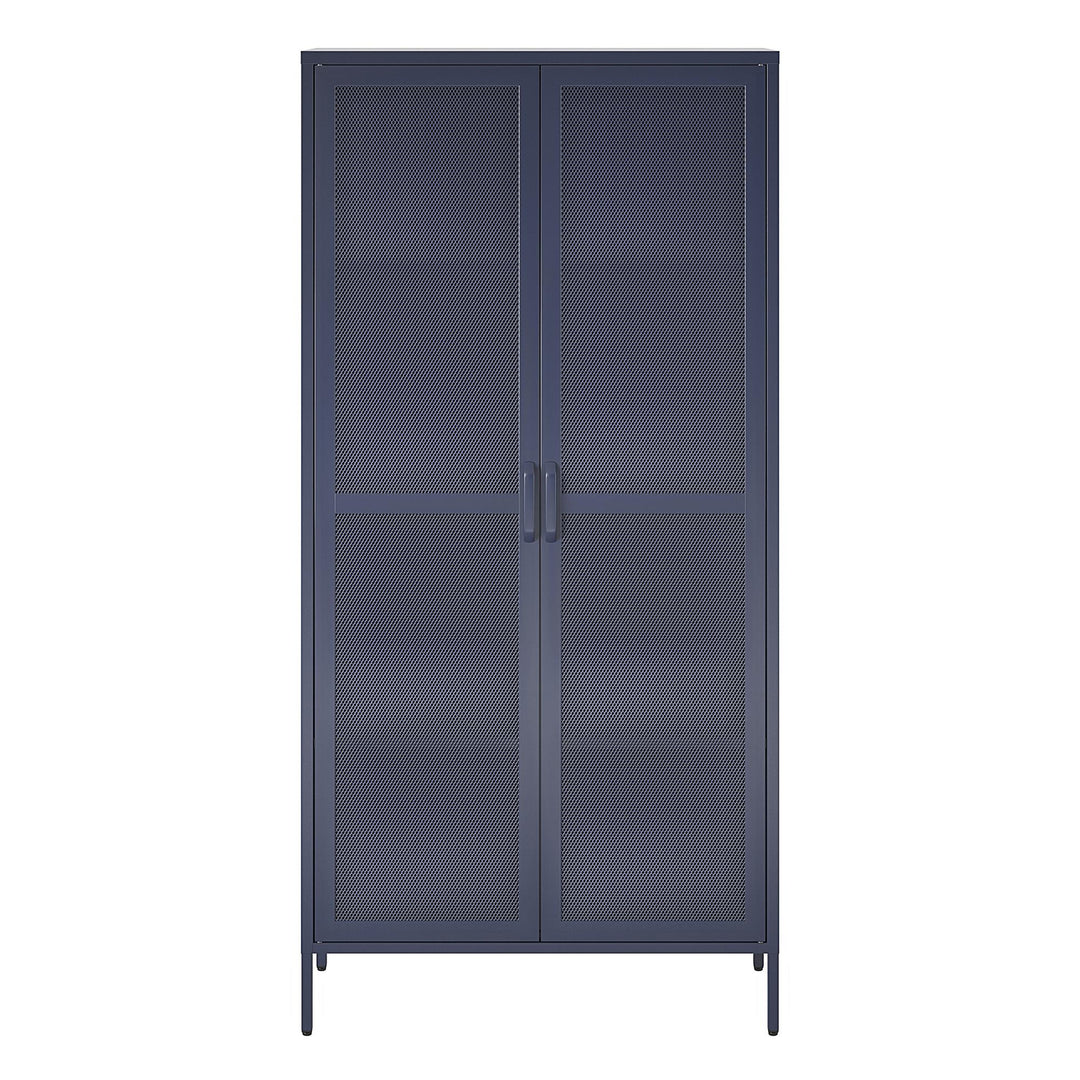 Channing Tall 2 Door Storage Cabinet-Mesh Metal Locker - Navy