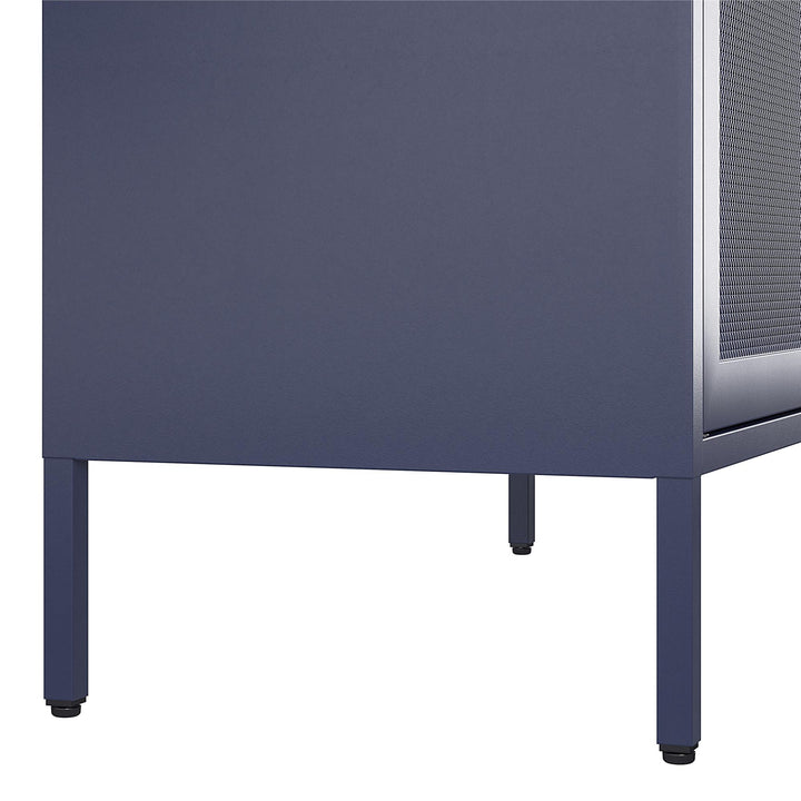 Channing Tall 2 Door Storage Cabinet-Mesh Metal Locker - Navy