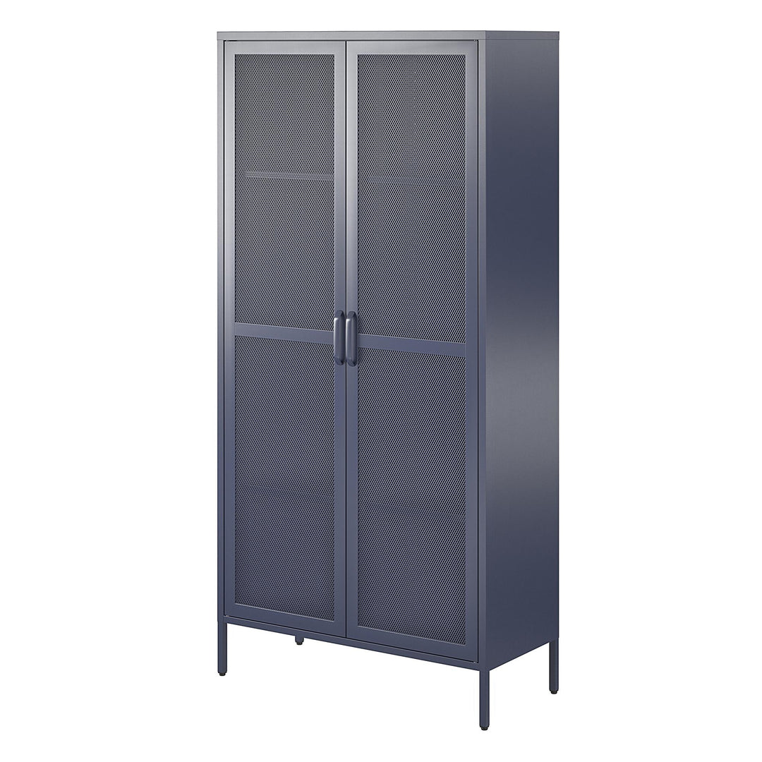 Channing Tall 2 Door Storage Cabinet-Mesh Metal Locker - Navy