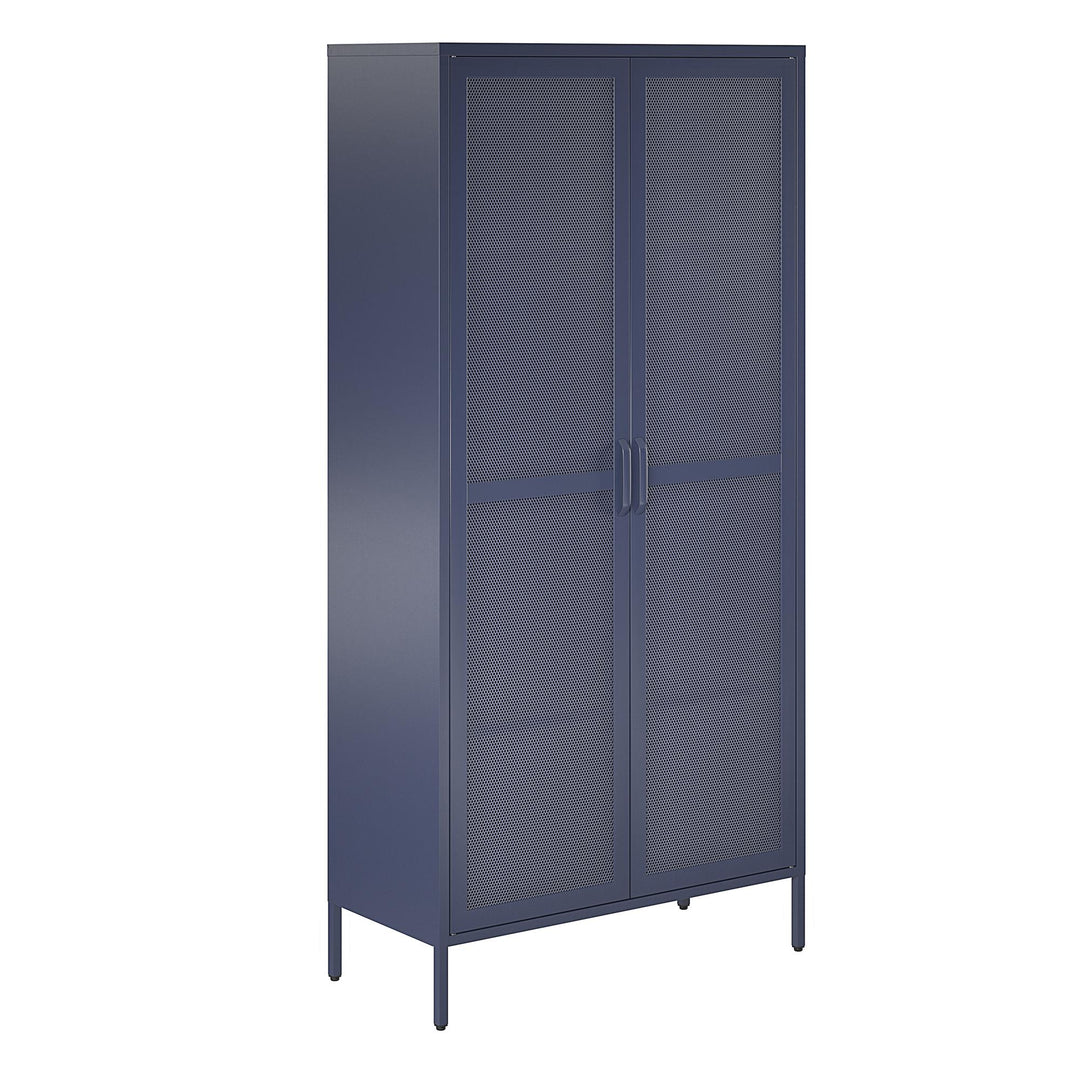 Channing Tall 2 Door Storage Cabinet-Mesh Metal Locker - Navy