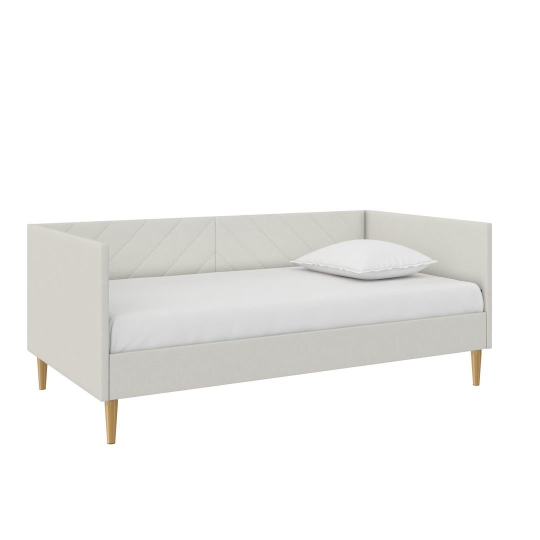 DHP Alicent Twin Upholstered Daybed with Gold Metal Legs, Gray Linen - Gray - Twin