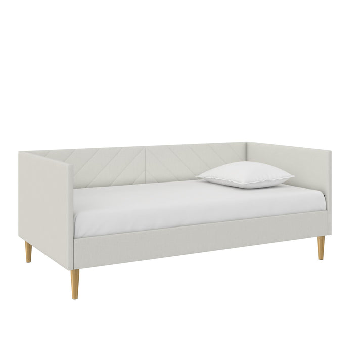 DHP Alicent Twin Upholstered Daybed with Gold Metal Legs, Gray Linen - Gray - Twin