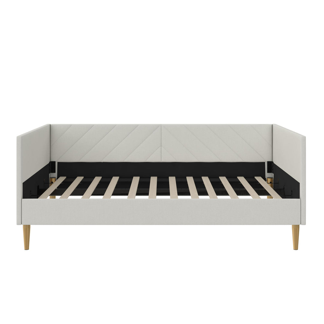 DHP Alicent Twin Upholstered Daybed with Gold Metal Legs, Gray Linen - Gray - Twin