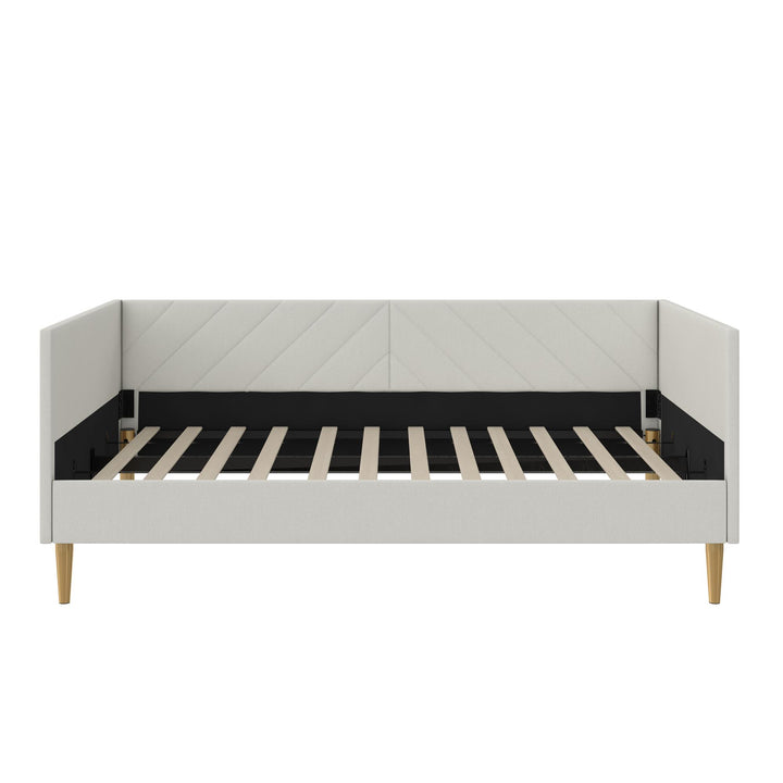 DHP Alicent Twin Upholstered Daybed with Gold Metal Legs, Gray Linen - Gray - Twin